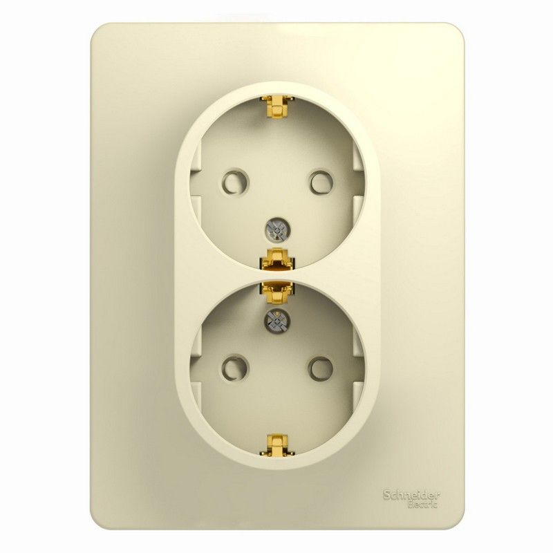 Glossa Бежевый Розетка Systeme Electric Glossa Бежевый 2-я с заземлением со шторками GSL000226