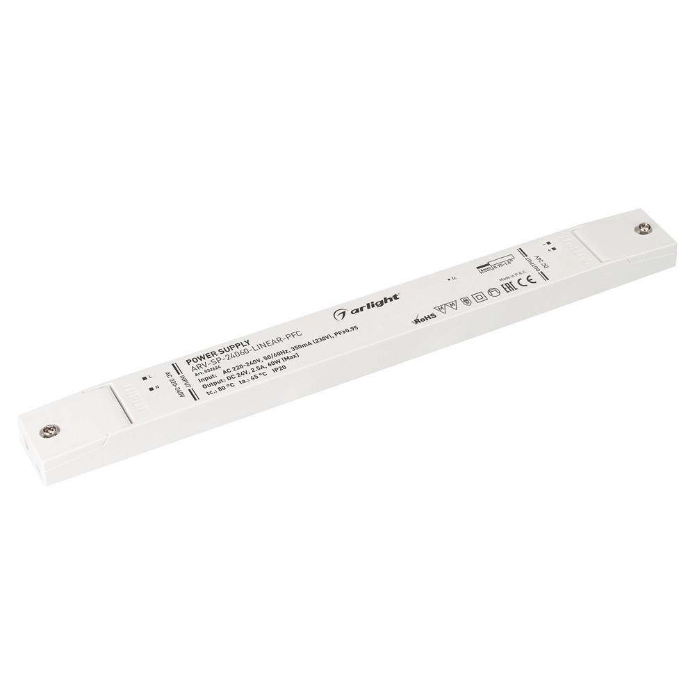 Блоки питания для светодиодной ленты Блок питания Arlight ARV-SP-24060-LINEAR-PFC (24V, 2.5A, 60W) (IP20 Пластик, ) 032624 