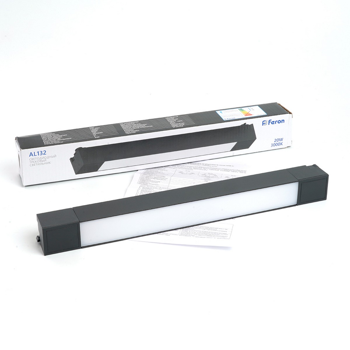 Трековые светодиодные светильники Светодиодный светильник Feron AL132 трековый однофазный 20W 2700K 120 гр. черный MattLine 51012 