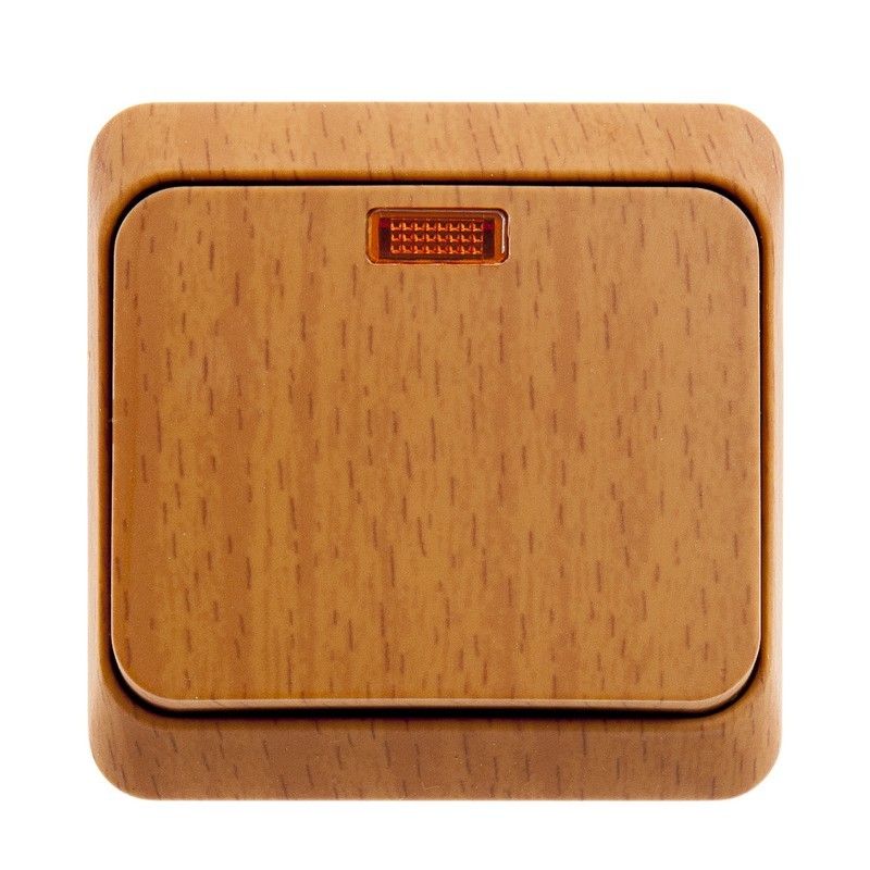 Этюд Дача Выключатель 1-клавишный Systeme Electric Этюд наружный Дача Темный бук с подсветкой BA10-005T