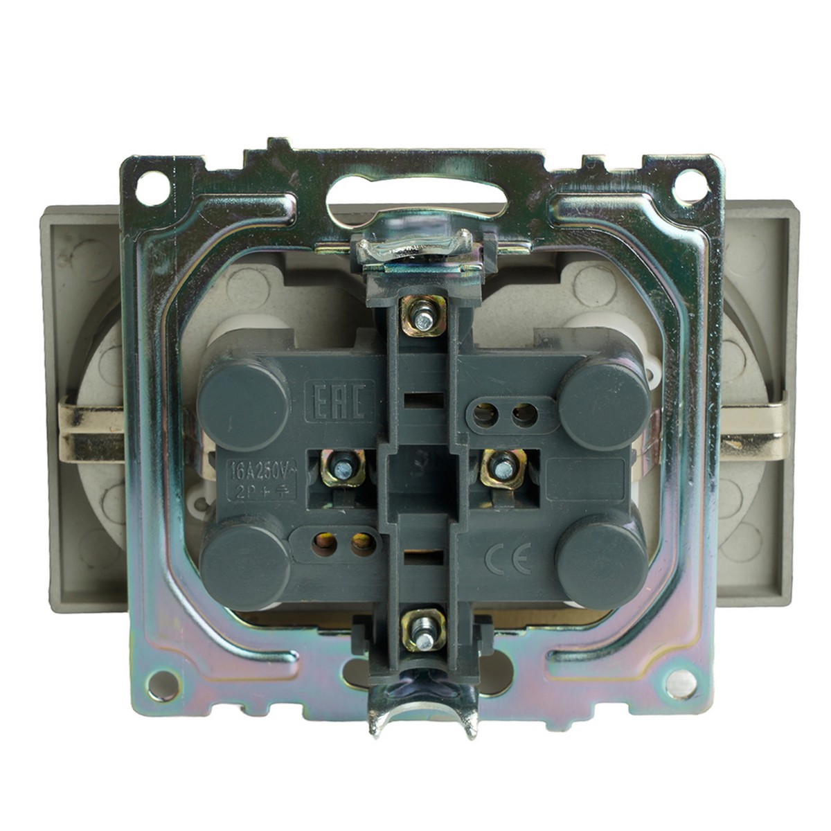 Катрин - Розетки и выключатели Stekker Розетка 2-местная с защитной шторкой STEKKER с/з  Катрин графит GLS16-7114-06 49425