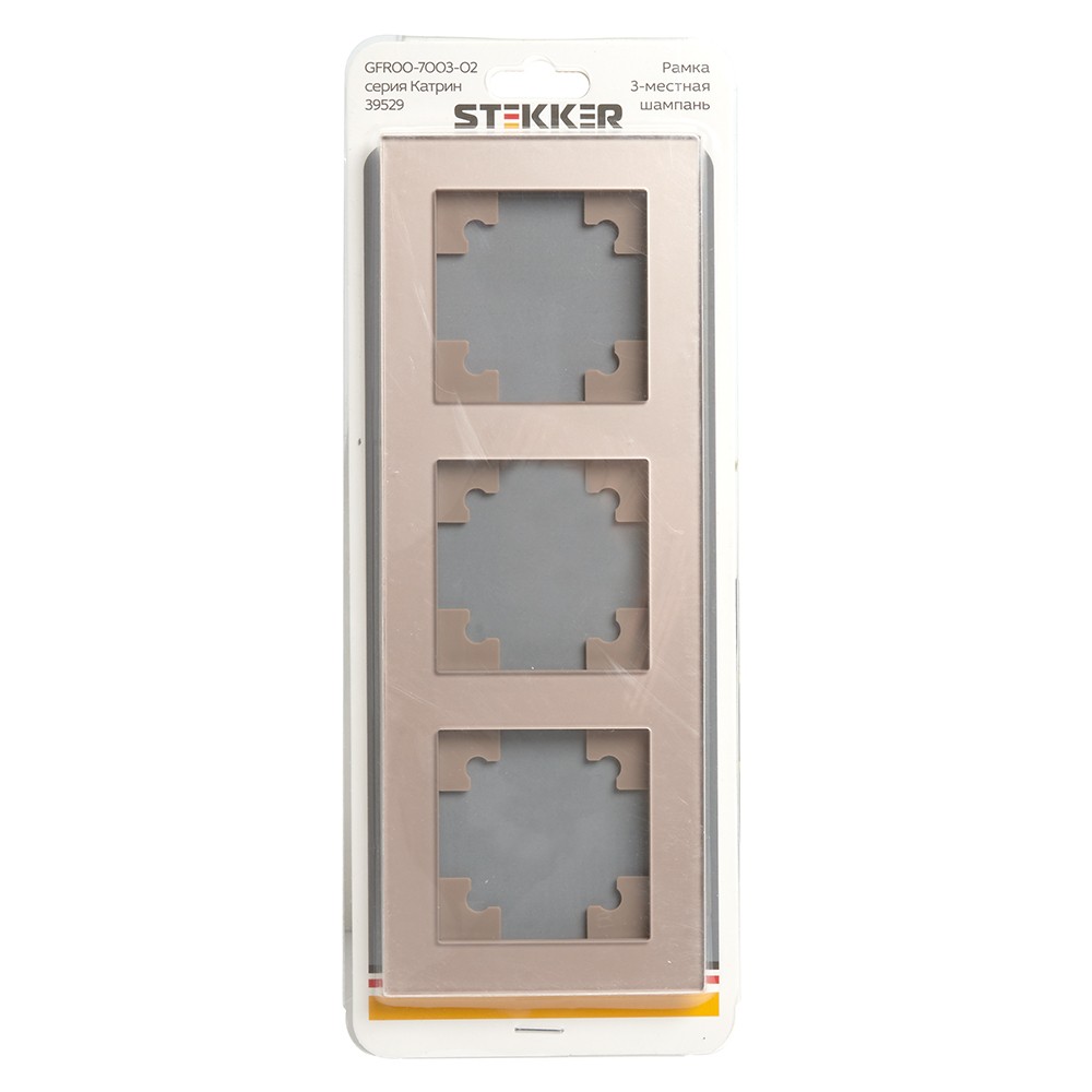 Катрин - Розетки и выключатели Stekker Рамка 3-местная стекло STEKKER GFR00-7003-02 серия Катрин шампань 39529