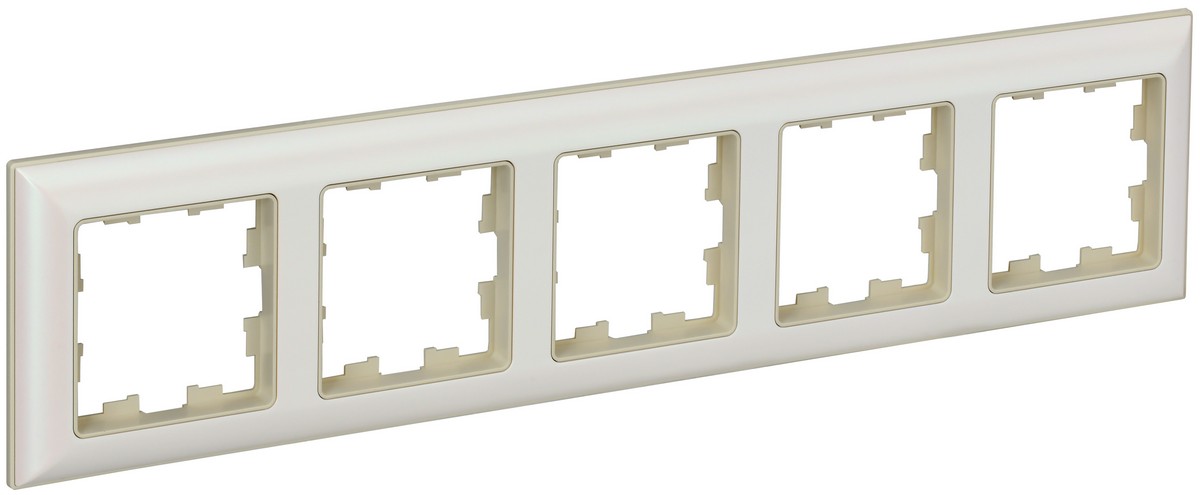 IEK Brite Рамки Рамка IEK BRITE DECOR Жемчуг/беж 3D-форма 5-мест. РУ-5-Бр