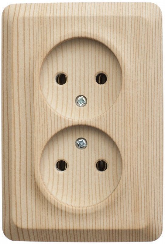 Этюд Дача Розетка 2-ая Systeme Electric Этюд наружный Сосна угловая б/з без шторок 16А 250B PA16-105D