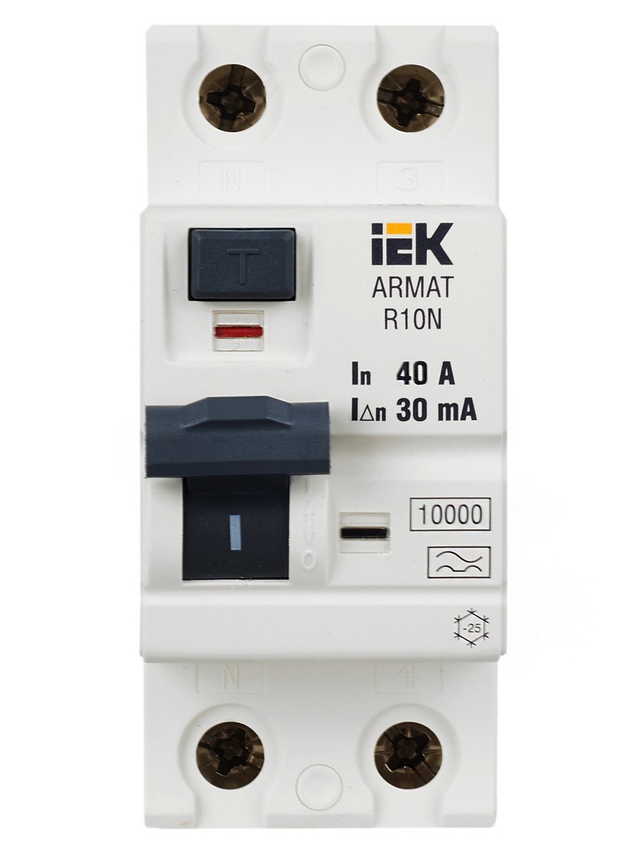 IEK ВДТ УЗО IEK ARMAT R10N 2P 40А 30мА тип A AR-R10N-2-040A030 