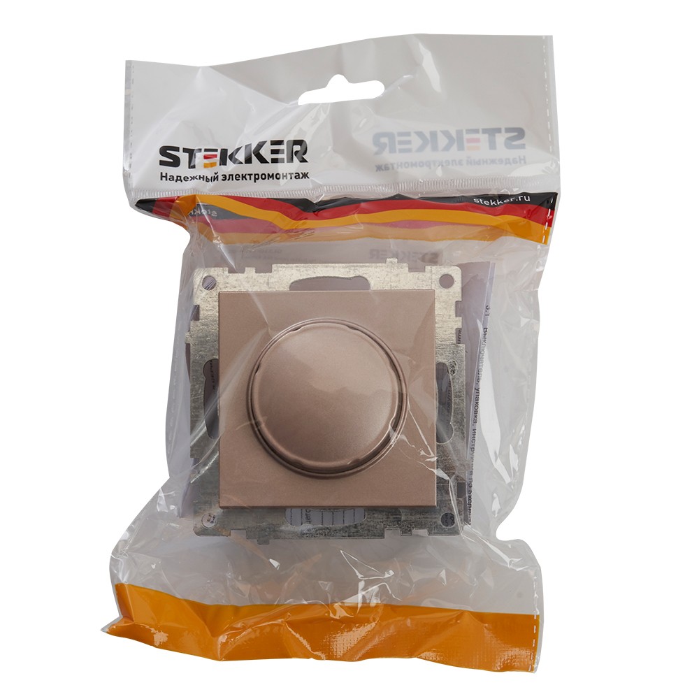 Катрин - Розетки и выключатели Stekker Выключатель диммирующий TRIAC STEKKER GLS10-7106-02 250V 500W Катрин шампань 39601