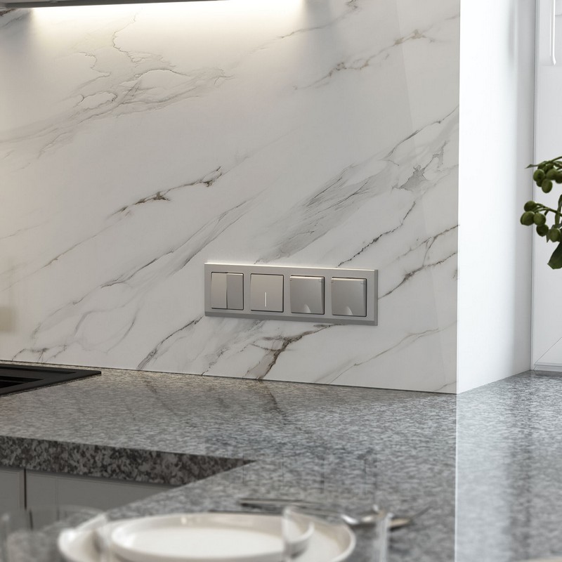 Werkel Серебряный матовый Выключатель Werkel двухклавишный проходной (серебряный матовый) W1122065