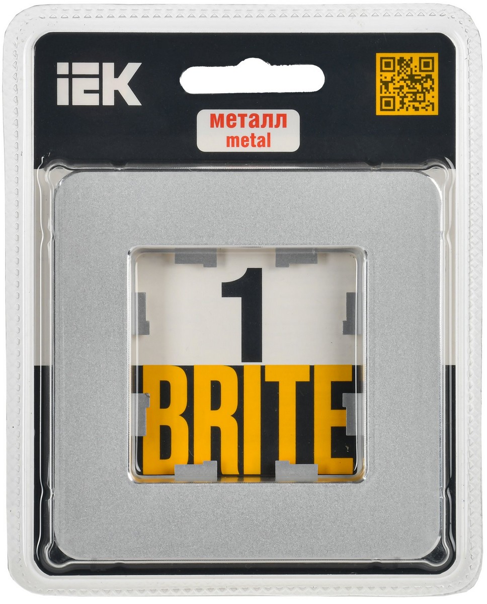 IEK Brite Рамки Рамка IEK BRITE DECOR Алюминий металл. скругл.угол 1-м РУ-1-1-Бр RE BR-M12-M-01-K47