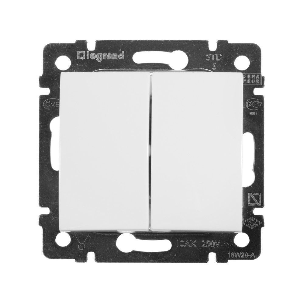 Legrand Valena Classic Белый Выключатель Legrand Valena белый 2-х клавишный 774405