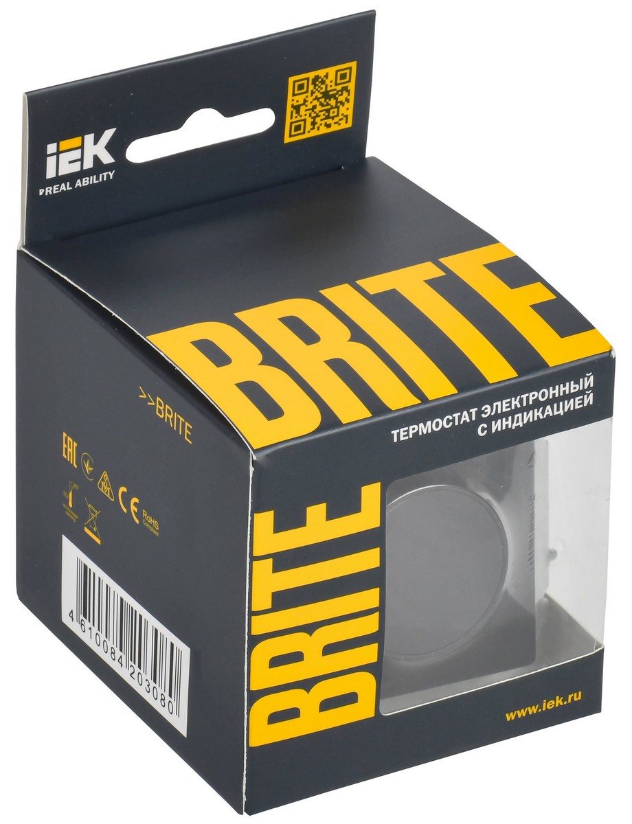 IEK Brite Черный Термостат IEK BRITE BASE Черный электронный с инд. ТС10-1-БрЧ (терморегулятор) BR-RT11-K02