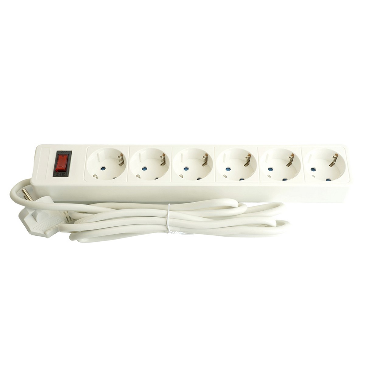 Колодки и удлинители, тройники Сетевой фильтр 6-местный с/з STEKKER HM20-61-02 3x1мм2 1 8 м серия Optima белый 50095 