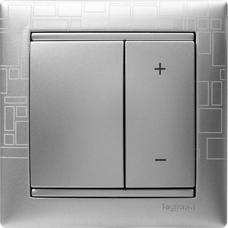 Legrand Valena Classic Алюминий Светорегулятор Legrand Valena Алюминий нажимной 40-600W для л/н и обмоточных т-ров 770274