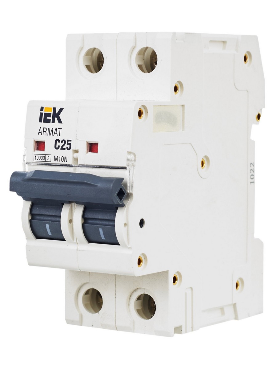 2 полюсные (двухполюсные) Автоматический выключатель IEK ARMAT M10N 2P C 25А AR-M10N-2-C025 
