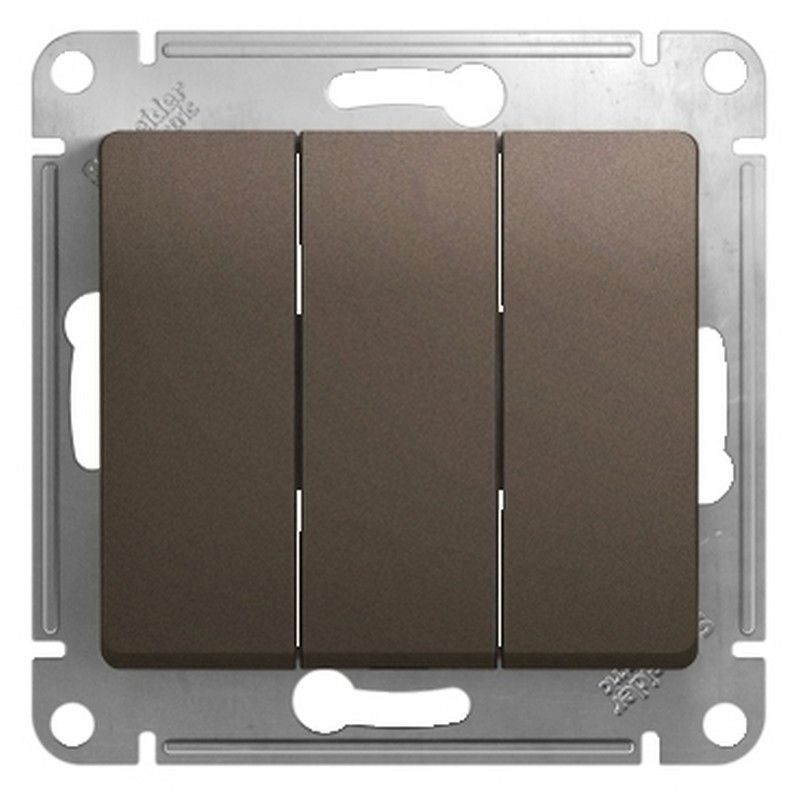 Glossa Шоколад Выключатель Systeme Electric Glossa Шоколад 3-клавишный сх.3, 10AX механизм GSL000831