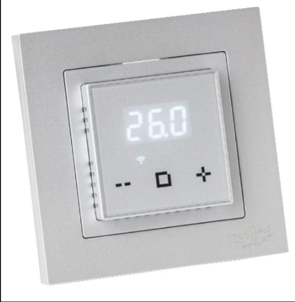 Терморегуляторы для теплого пола Терморегулятор Russian Heat 6000D электронный сенсорный алюминий в рамку Legrand Valena и Atlas Design