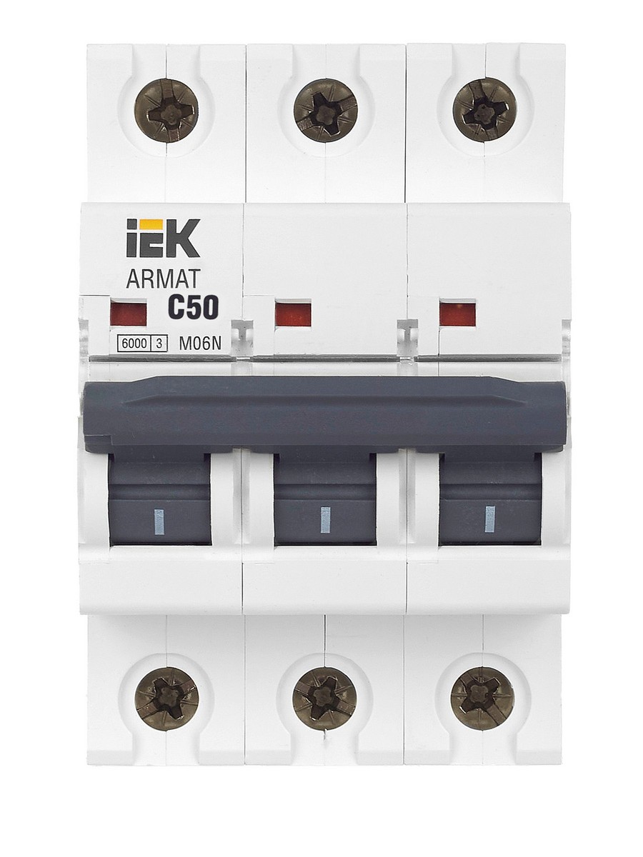 Автоматический выключатель IEK ARMAT M06N 3P C 50А AR-M06N-3-C050