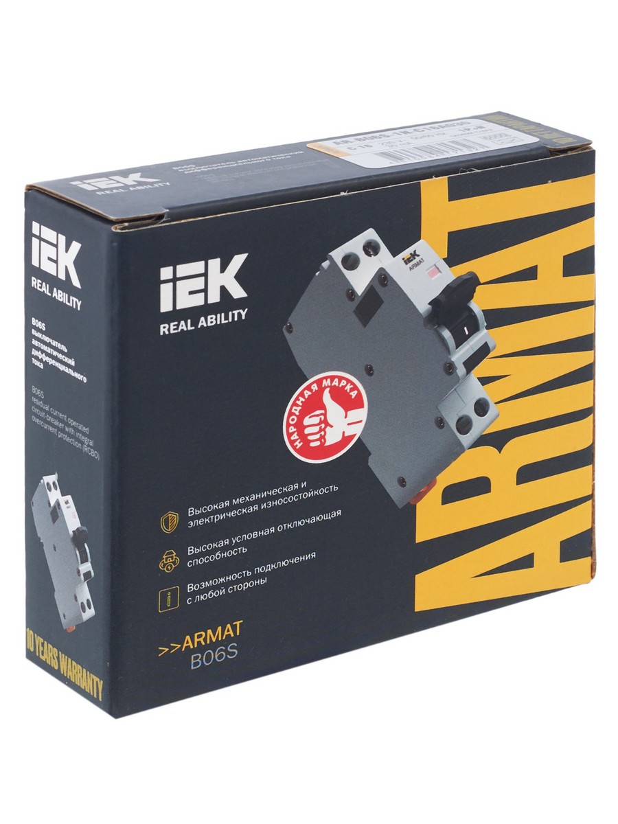 IEK АВДТ Дифф. Автомат IEK ARMAT B06S 1P+NP C16 30мА тип A (18мм) AR-B06S-1N-C16A030 