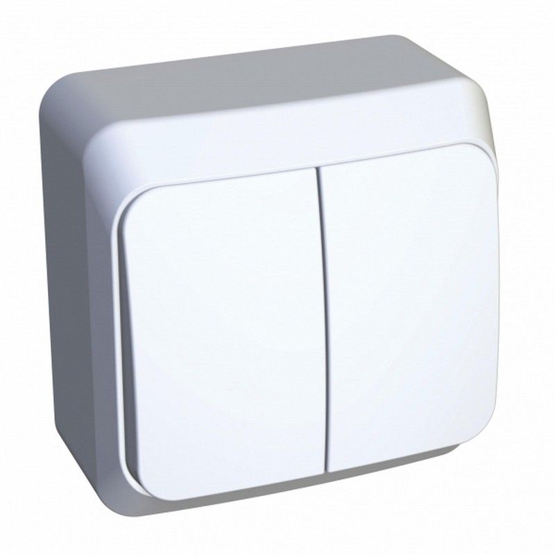 Этюд Белый Выключатель 2-клавишный Systeme Electric Этюд наружный Белый с подсветкой BA10-006B