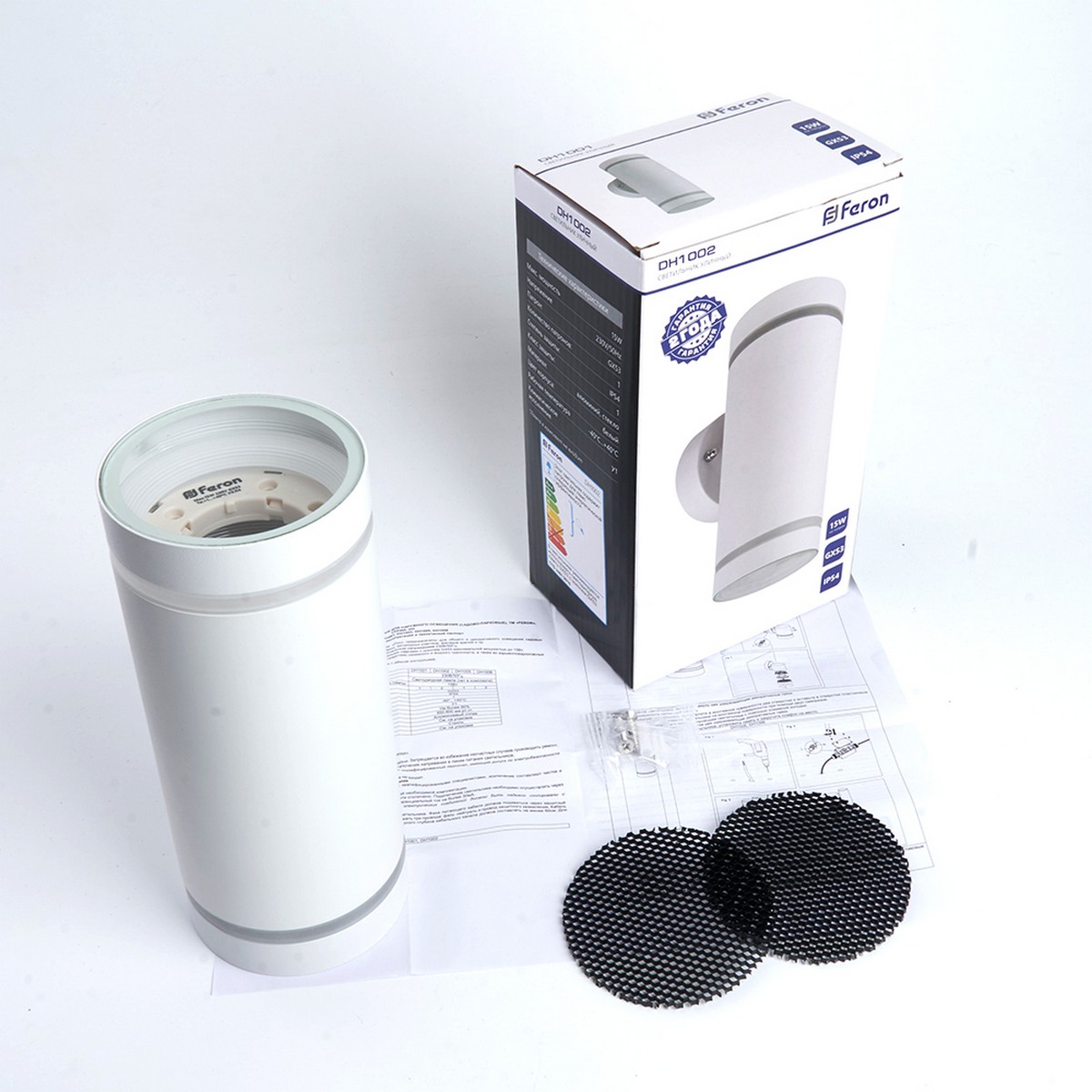 Уличные настенные светильники Светильник садово-парковый Feron DH1002 на стену вверх/вниз 230V белый 48316 