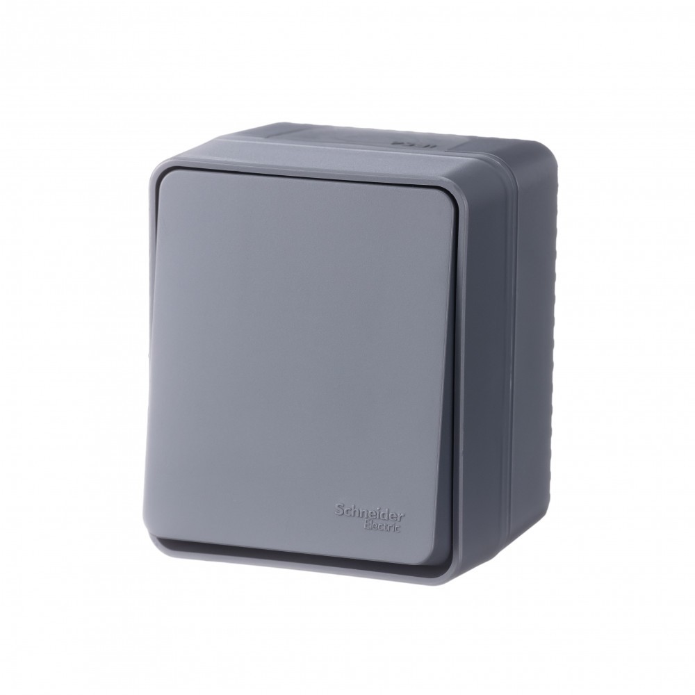AtlasDesign Карбон Выключатель 1-клавишный Systeme Electric AtlasDesign Profi54 наружный Антрацит ATN544011