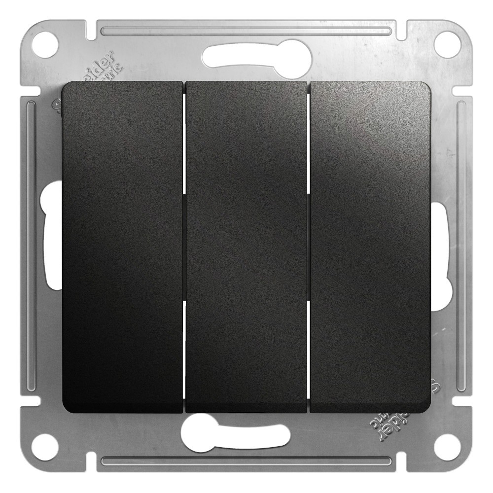 Glossa Антрацит Выключатель Systeme Electric Glossa Антрацит 3-клавишный сх.3, 10AX механизм GSL000731