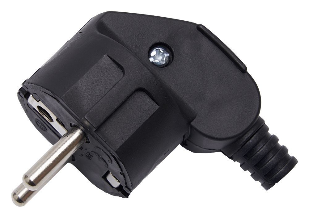 Вилка угловая с/з STEKKER PPG16-41-202 пластик 250В 16A IP20 черный 39138