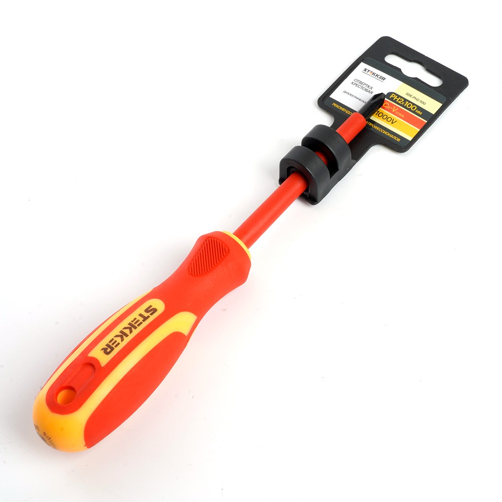 Отвертка крестовая диэлектрическая STEKKER Ph 2 х 100 мм SDE-PH2-100 39766 фото