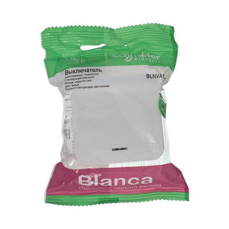 Blanca белые розетки и выключатели Выключатель SE Blanca 1-клавишный Белый наружный изолир. пластина BLNVA101011