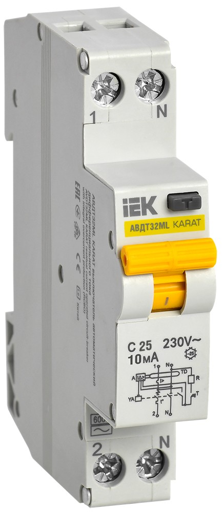 IEK Дифференциальный автоматический выключатель IEK KARAT АВДТ32МL С25 10мА KARAT MVD12-1-025-C-010 