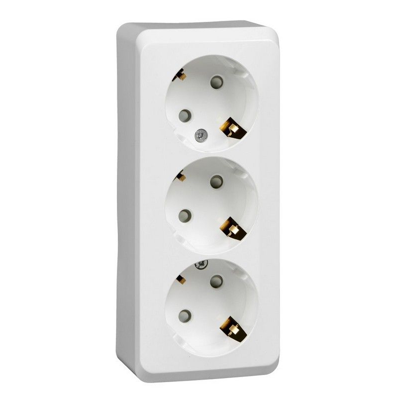 Этюд Белый Розетка 3-ая Systeme Electric Этюд наружный Белый с/з со шторками 16А 250B PA16-012B