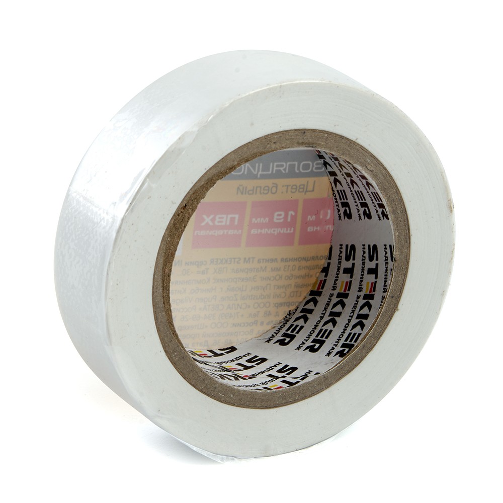 Изолента STEKKER INTP01315-20 0,13*15 мм. 20 м. белая 39904
