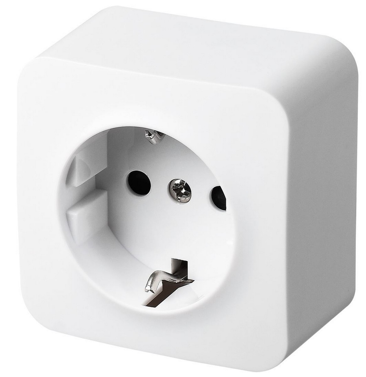 JASMART FS - розетки и выключатели Розетка JASMART FS одноместная Schuko со шторками накладного монтажа Белый глянцевый FS5501W