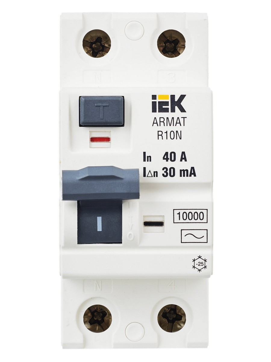IEK ВДТ УЗО IEK ARMAT R10N 2P 40А 30мА тип AC AR-R10N-2-040C030 