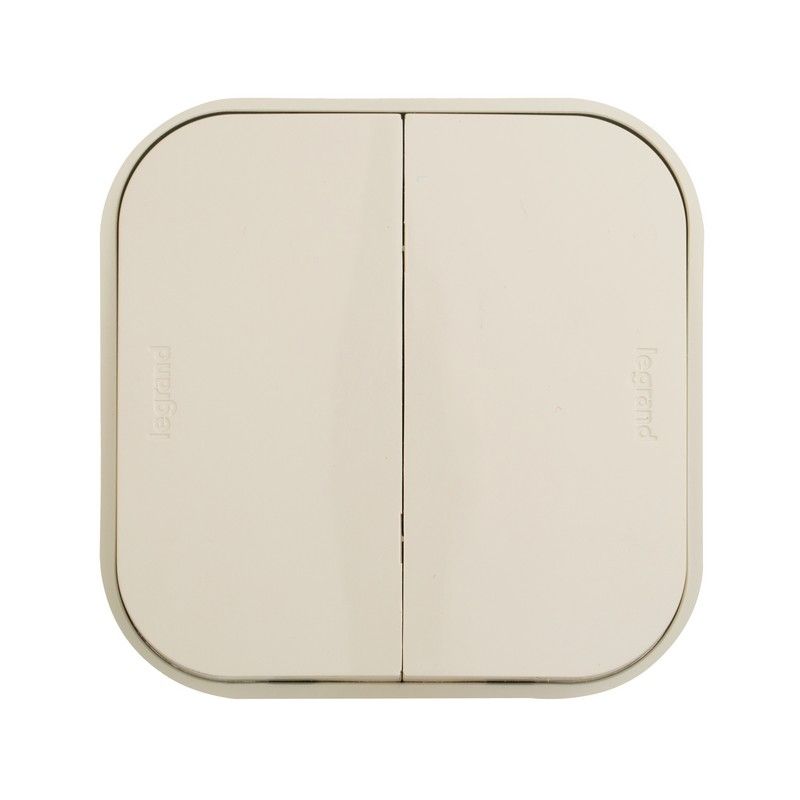 Накладные Розетки и выключатели Legrand Quteo Бежевый Выключатель Legrand Quteo 10A 2-клавишный бежевый  782232