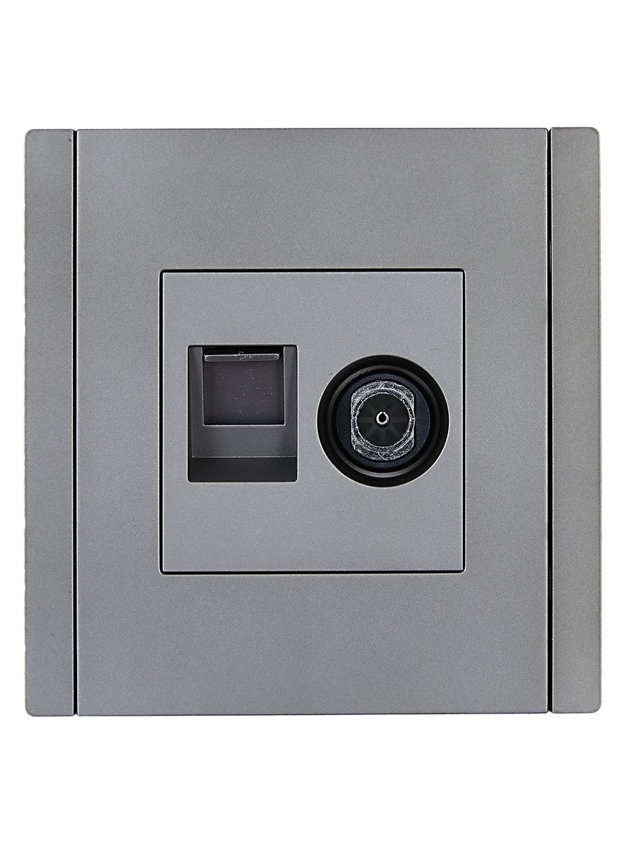 IEK FORTE&PIANO Сталь Розетка IEK FORTE&PIANO Сталь двойная TV+RJ45 кат.5E FP536