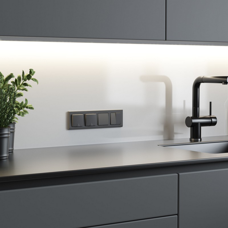 Werkel Графит матовый Перекрестный выключатель Werkel двухклавишный (графит матовый) W1123064