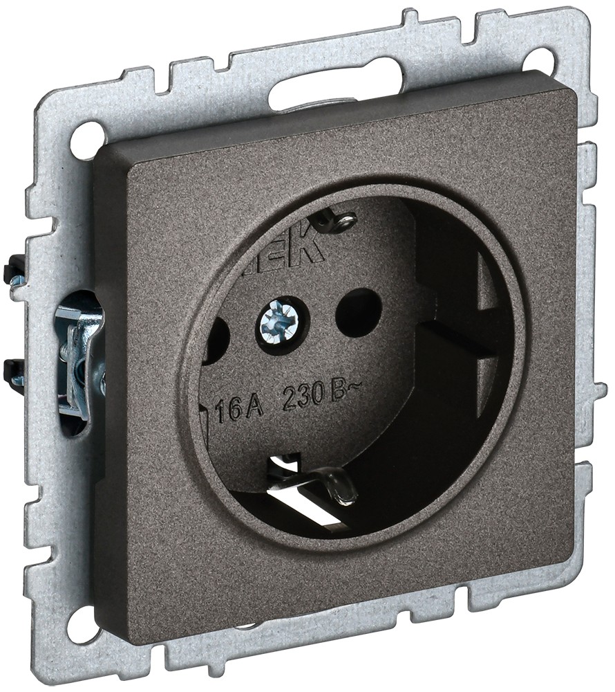 IEK Brite Бронза Розетка IEK BRITE с/з без шторок 16А РС11-1-0-БрТБ темная бронза BR-R11-16-K45