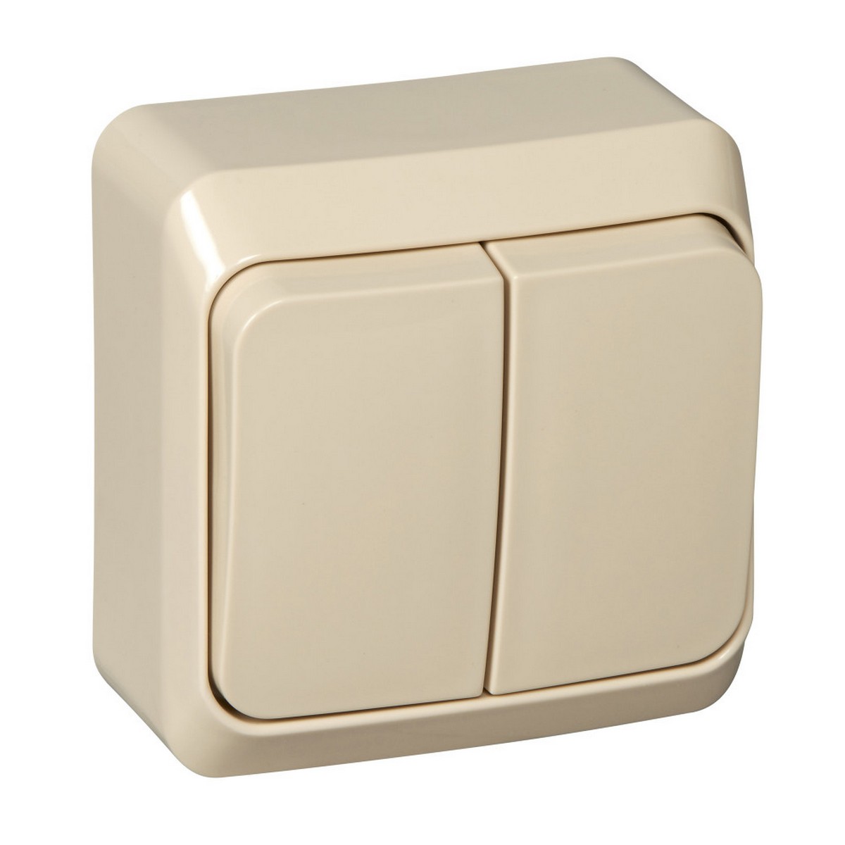 Этюд Кремовый Выключатель 2-клавишный Systeme Electric Этюд наружный Бежевый BA10-002K