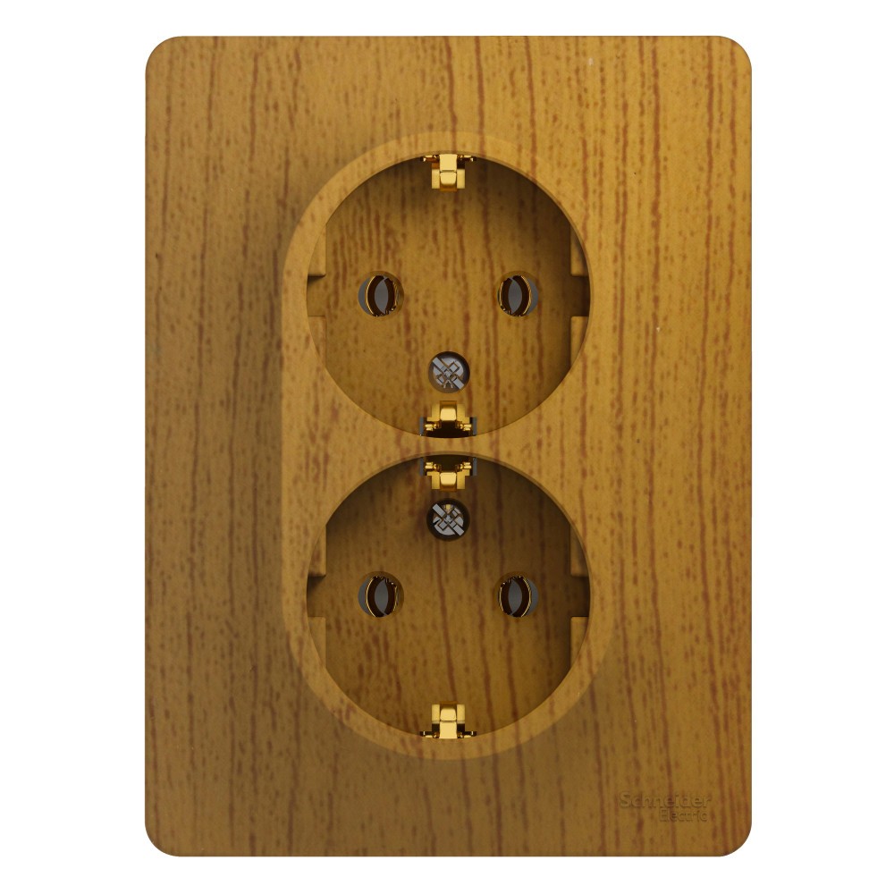 Glossa Дуб Розетка Systeme Electric Glossa Дерево Дуб 2-я с заземлением GSL000524