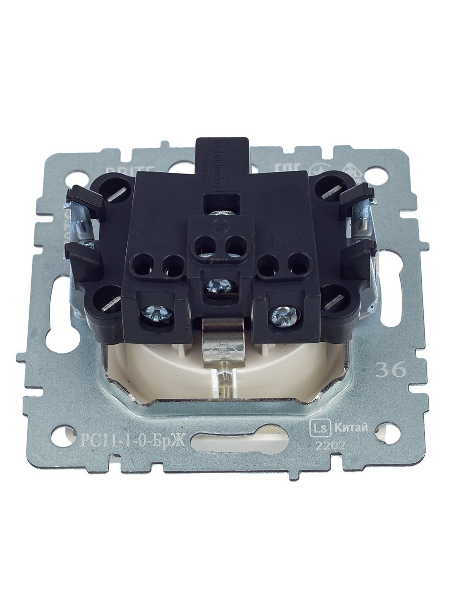 IEK Brite Жемчуг Розетка IEK BRITE с/з без шторок 16А РС11-1-0-БрЖ жемчуг BR-R11-16-K36