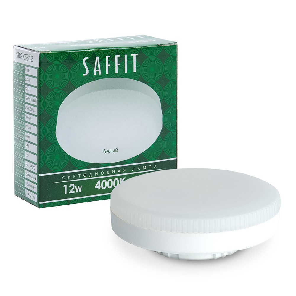 GX70, GX53 Лампа светодиодная SAFFIT SBGX5312 GX53 12W 4000K 55189 