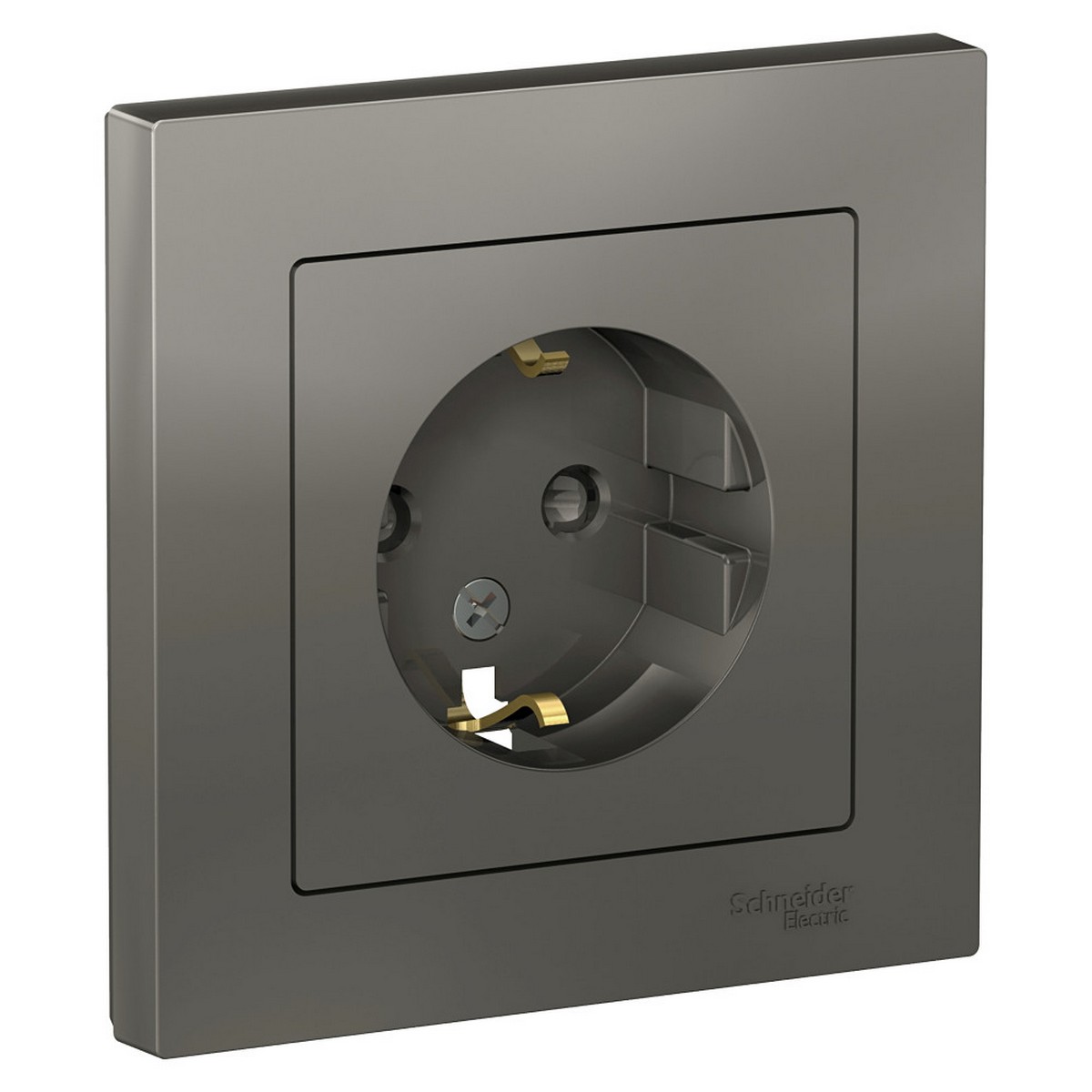 AtlasDesign Сталь Розетка Systeme Electric AtlasDesign Сталь с/з со шторками, 16А, в сборе ATN000944