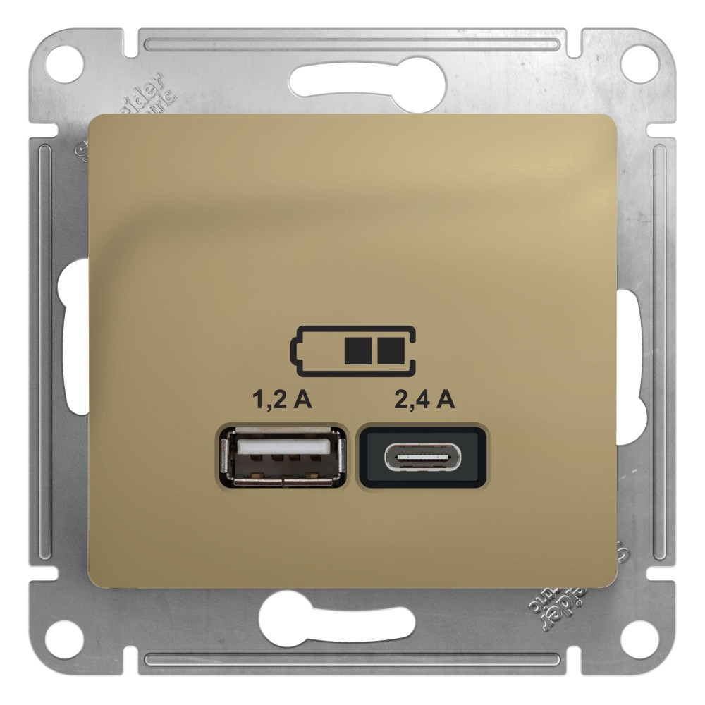 Glossa Титан Розетка USB Systeme Electric Glossa Титан A+С, 5В/2,4А, 2х5В/1,2А GSL000439