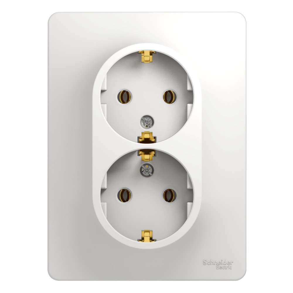 Glossa Белый Розетка Systeme Electric Glossa Белый 2-я с заземлением (в сборе с рамкой) GSL000124