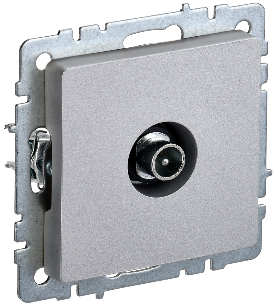 IEK Brite Алюминий Розетка IEK BRITE TV проходная РТВ10-0-БрА алюминий BR-A10-P-K47