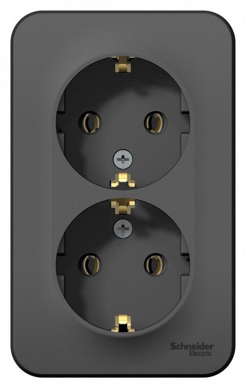 Blanca антрацит розетки и выключатели Розетка SE Blanca 2-ая Антрацит наружный с/з без шторок BLNRA010206