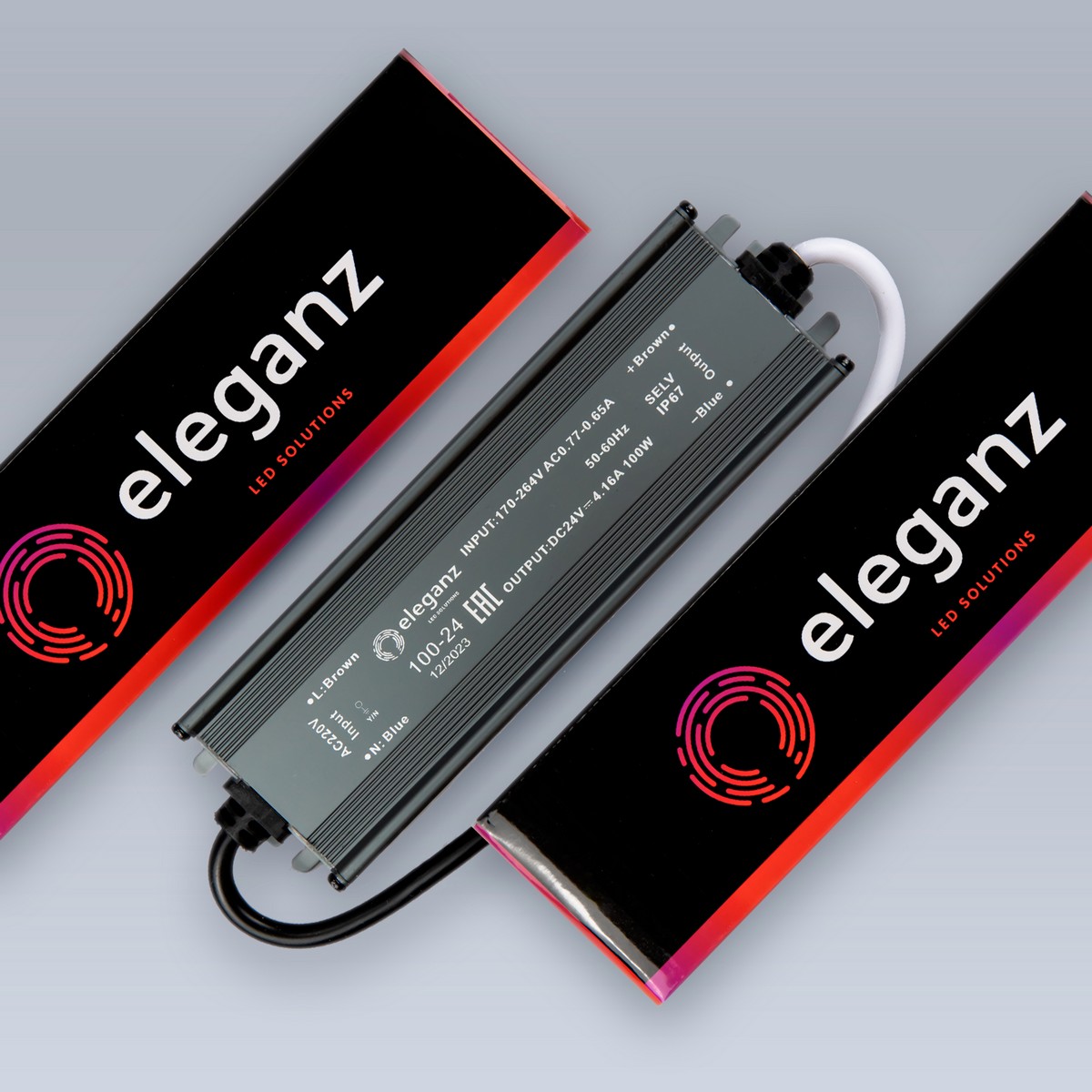 Блоки питания для светодиодной ленты Блок питания для светодиодной ленты Eleganz 24V 100W IP67 герметичный узкий EL-0800 