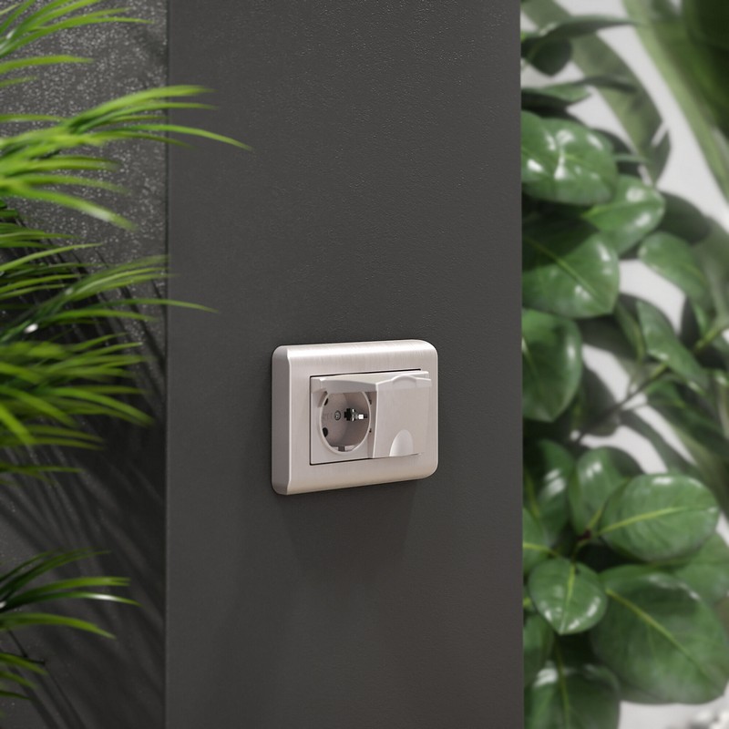 Werkel Перламутр рифленый механизмы Розетка Werkel двойная влагозащ. с зазем. с защит. крышк. и шторк. (перламутровый рифленый) W1172213