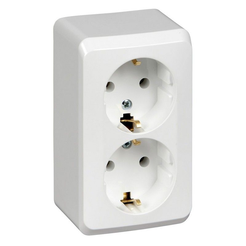 Этюд Белый Розетка 2-ая Systeme Electric Этюд наружный Белый с/з без шторок PA16-007B