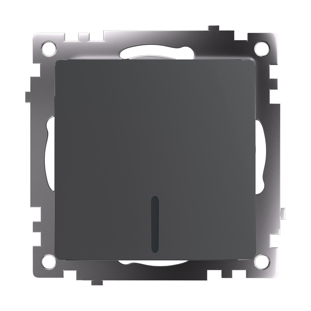 Катрин - Розетки и выключатели Stekker Выключатель 1-клавишный c индикатором STEKKER GLS10-7101-06 10А Катрин графит 49408